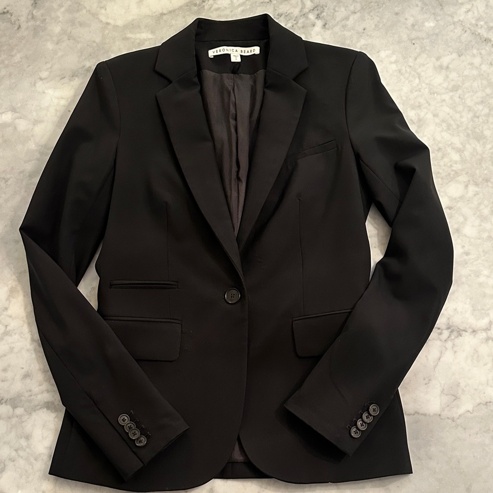 Veronica Beard Classic Jacket Black Dickey Blazer sz 0